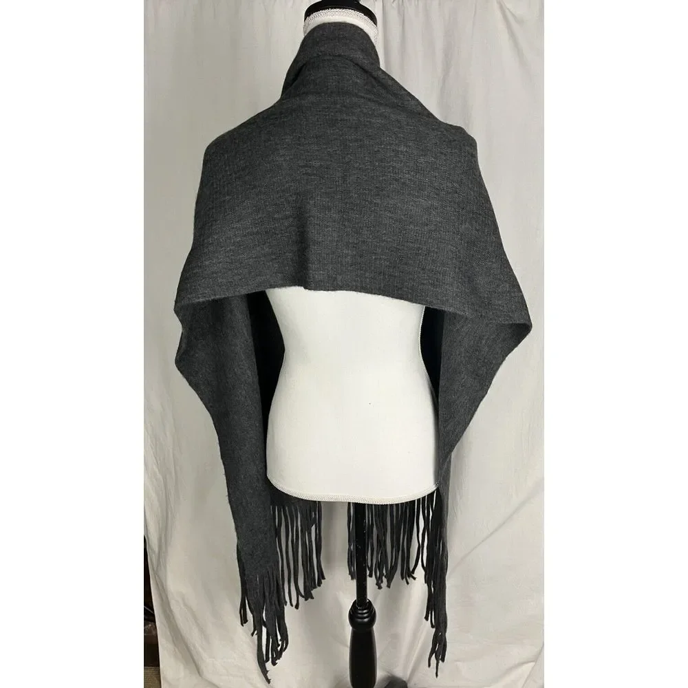 $69.50 Lucky Brand‎ Solid Brushed Scarf Fringe ONE SIZE Gray.